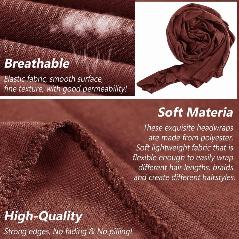 PWEOUKE Head Wraps for Black Women African Head Wrap Lightweight for Women Long Plain Turban Hair Scarf Scarves - Image 2